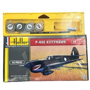 Heller P-40E Kittyhawk 1/72 Model Kit & Paint 43 Pieces New Sealed France